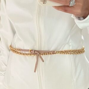 Miu Miu Chan and leather dress belt.
